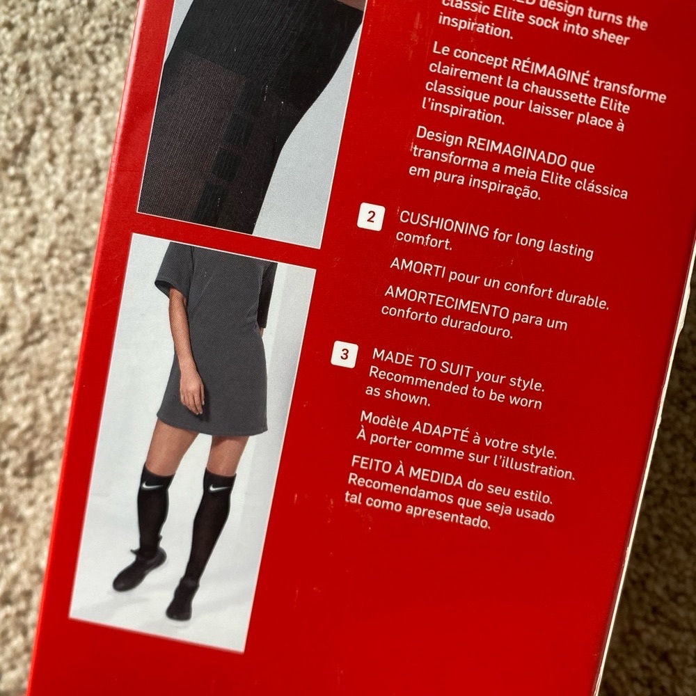 Brand new in box, never worn nike knee high socks size4-6